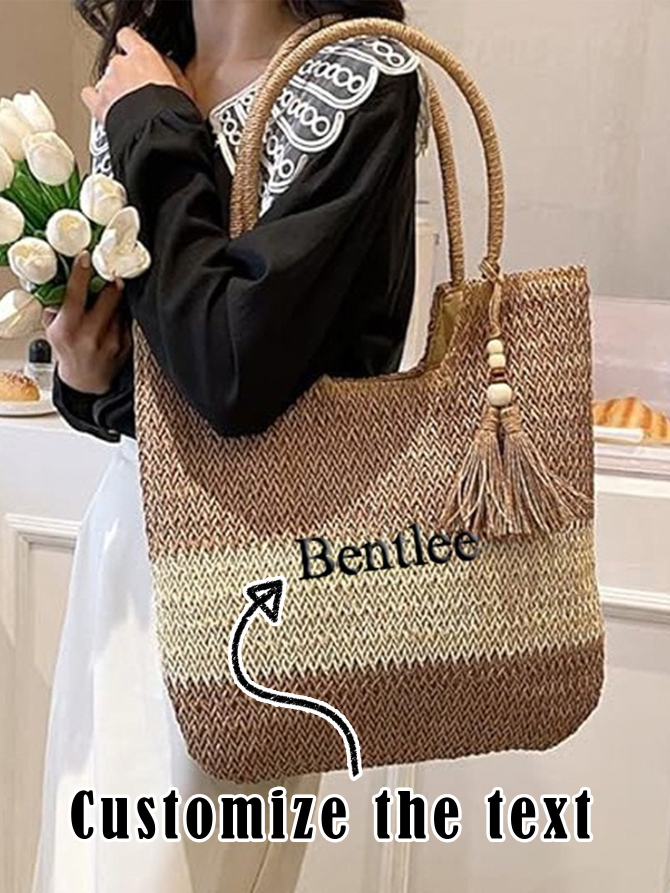 Custom Woven Tassel Beach Bag